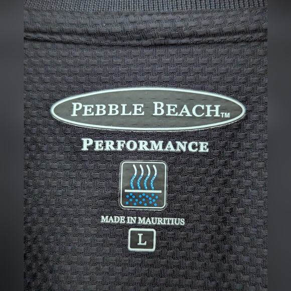 PEBBLE BEACH Tech Mesh Performance Golf Polo Shirt Men's L Dry Wick Light Black - Picture 3 of 16